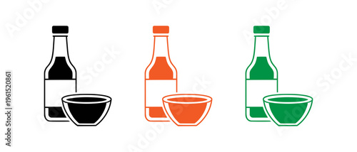 Bottles of liquid with matching bowls of the same contents