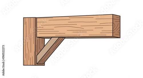 Wooden bracket with support beam.
