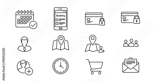 Collection of business and technology icons.