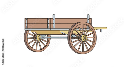 Vintage wooden cart with wheels.