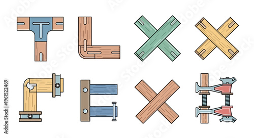 Set of industrial metal fasteners bolts.