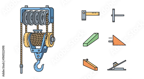 Blue Metal Industrial Winch Mechanism.