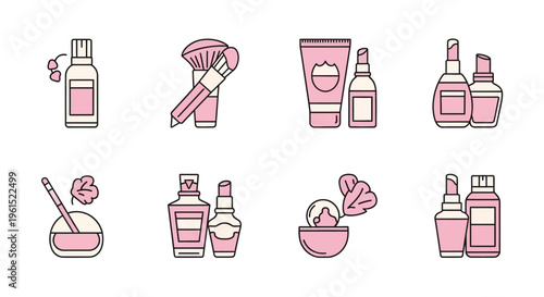 Pink Cosmetic Beauty Products Lineup.