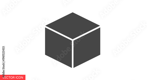 Black Cube Icon Shape Object.