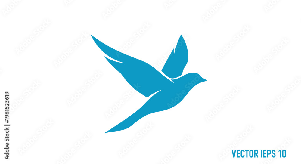 Obraz premium Blue Bird in Flight Vector Icon.