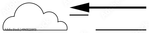 Cloud computing concept. Cloud and arrow data transfer and connectivity. Cloud computing supports networking, data flow, and storage optimization. For IT, networking, tech services, wireless