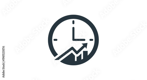 Clock with graph and arrow.
