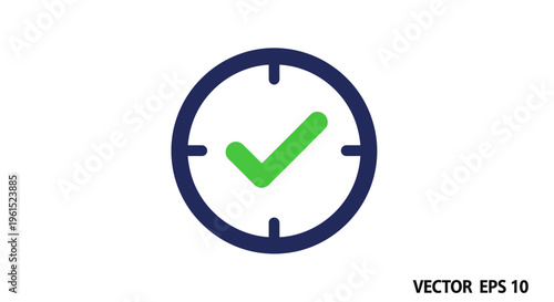 Clock with green check mark.