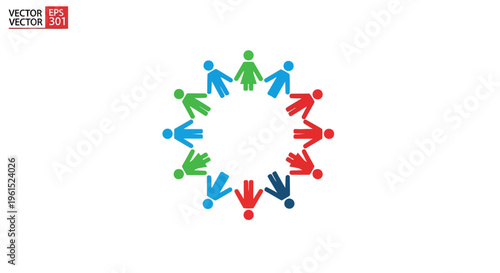 Diverse people holding hands in circle.