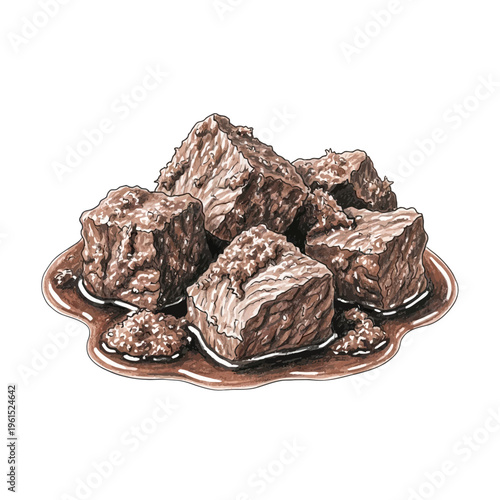 Cubes of Braised Meat in Sauce