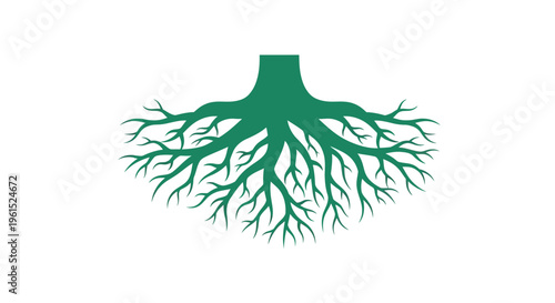 Green Tree Root System Illustration.