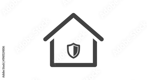 House with shield logo icon.