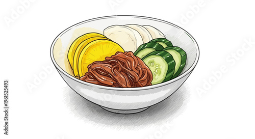 Korean Bibimbap Ingredients Illustration