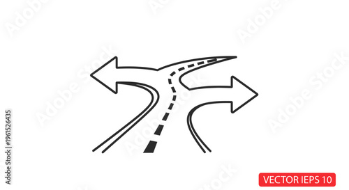 Road junction with arrow signs.