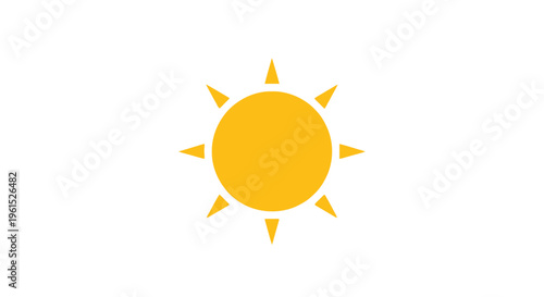Simple Yellow Sun Icon Symbol.
