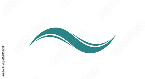 Teal wavy line graphic design element.