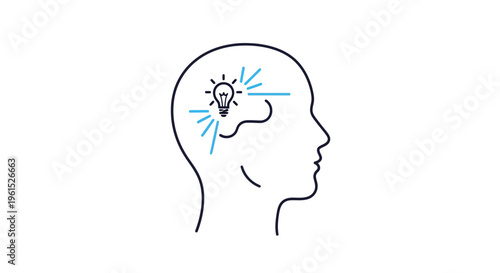 Thinking Brain with Light Bulb Moment.
