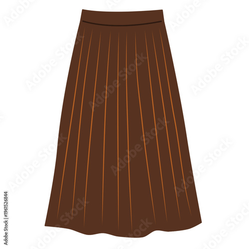 Pleated Skirt with Autumn Color in Flat Vector Style for Fall Outfit