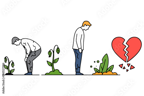 Burnout recovery illustration solid vector mental health stress relief concept