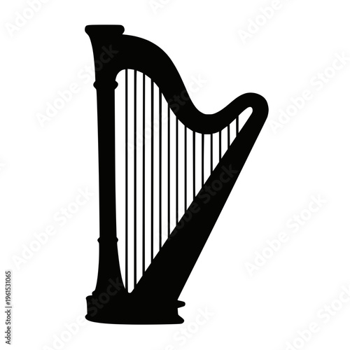 Pedal harp silhouette isolated vector illustration
