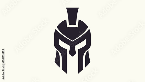 Obraz na plátně Abstract spartan helmet icon on white