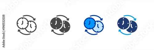 Time Changes icon multiple style collection. Vector illustration.