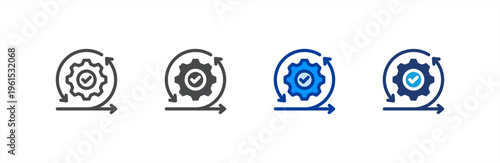 Iterative Development icon multiple style collection. Vector illustration.