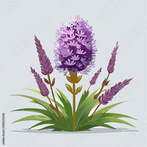 Purple flower bouquet with green leaves