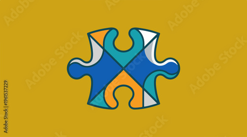 Colorful puzzle piece representing teamwork and collaboration in a creative design.