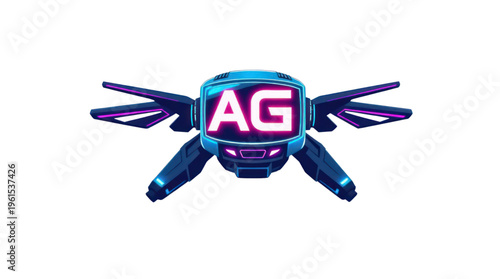 Futuristic Gaming Tech Logo with Glowing Ag Initials and Neon Lights