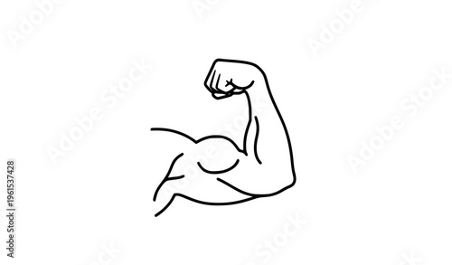 hand drawn vector illustration of a man Flexing Biceps Line Icon Muscle Arm Strength Vector Symbol
