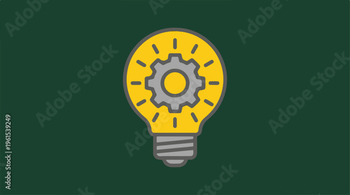 Creative lightbulb with gear inside, representing innovation and ideas.