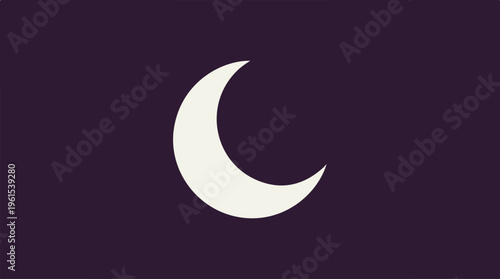 Crescent moon shining brightly against a dark purple night sky.