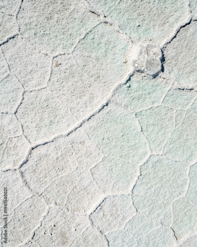 Obraz premium Cracked pale textured surface with weathered plaster detail, abstract background showing dryness, rough mineral pattern, subtle tonal variation, and clean natural copy space