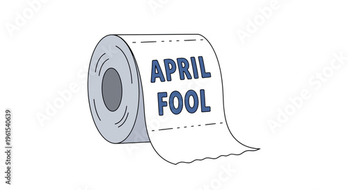 April Fool prank concept with toilet paper roll having a long sheet with playful text, minimalistic cartoon style, humorous context, trickster joke april, fool, april fool