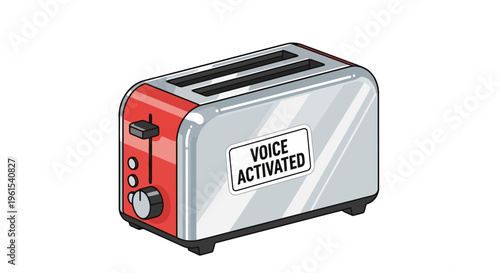 Voice Activated Toaster, Smart Kitchen Appliance, Futuristic Cartoon Style, High Tech Breakfast Concept, Modern Household Gadget april, fool, april fool