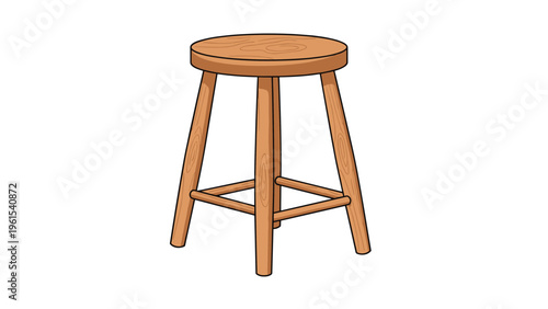Simple four-legged wooden stool made of light timber with visible grain texture isolated on a solid white background.