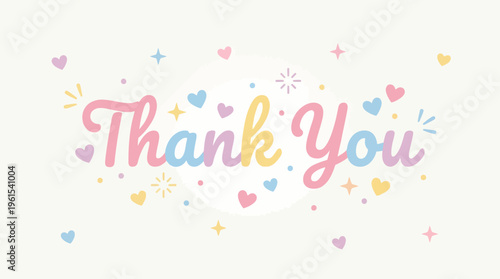 Colorful Thank You Text with Hearts.