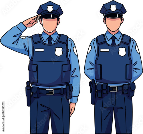 Flat illustration of two police officers in uniform
