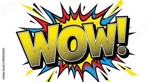 Comic Style Yellow Wow Text Illustration.
