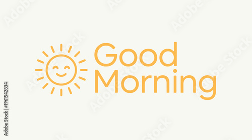 Good Morning Sun Illustration with Smiling Face.