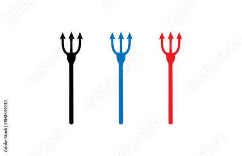 Set of pitchforks in different colors
