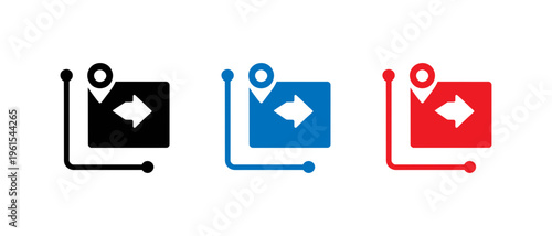 directional icons with color variations on smartphone screens