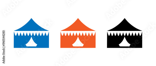 Circus tents with scalloped edges in different colors