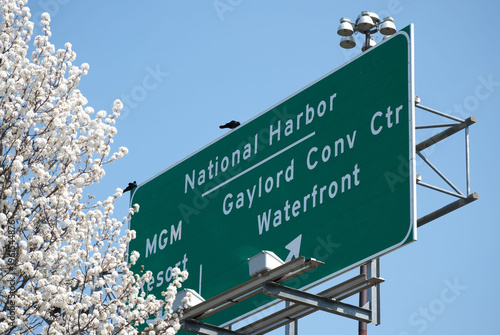 street sign to National Harbor and Gaylord Convention Center 