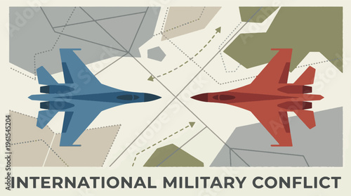 Conceptual Illustration of International Military Conflict and Geopolitical Tension