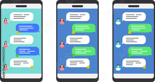 チャットの会話とスマートフォンのスクリーン画面