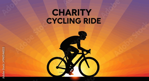 Inspiring Cycling Charity Ride Silhouette During Sunrise With Beautiful Sunlight Background