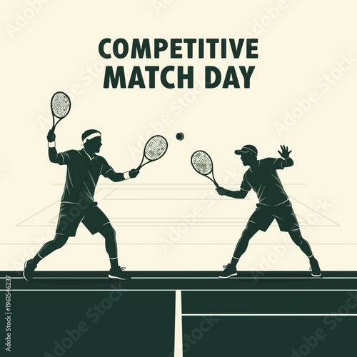 Intense Tennis Match Showdown Dynamic Athletic Competition Active Sports Performance