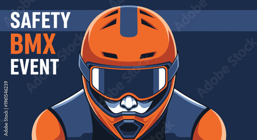 Intense BMX Rider Helmet Safety Event Illustration
